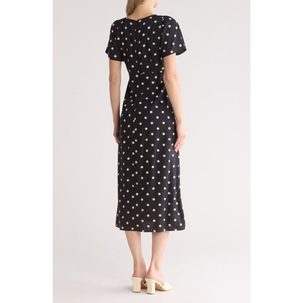 Madewell Black Polka Dot Midi Dress - Picture 2 of 12